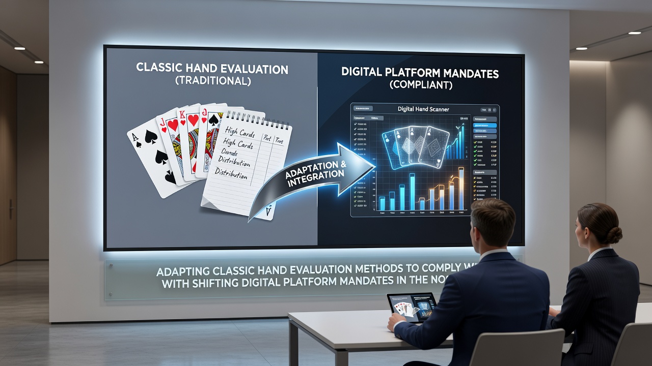 Nordic poker players reviewing hand evaluation adjustments on compliant digital platforms during regulatory transition