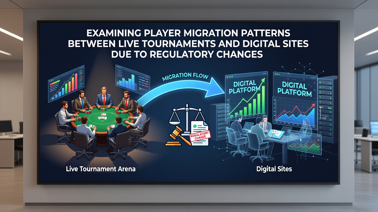 Live poker tournament floor with players adapting to new regulatory environments